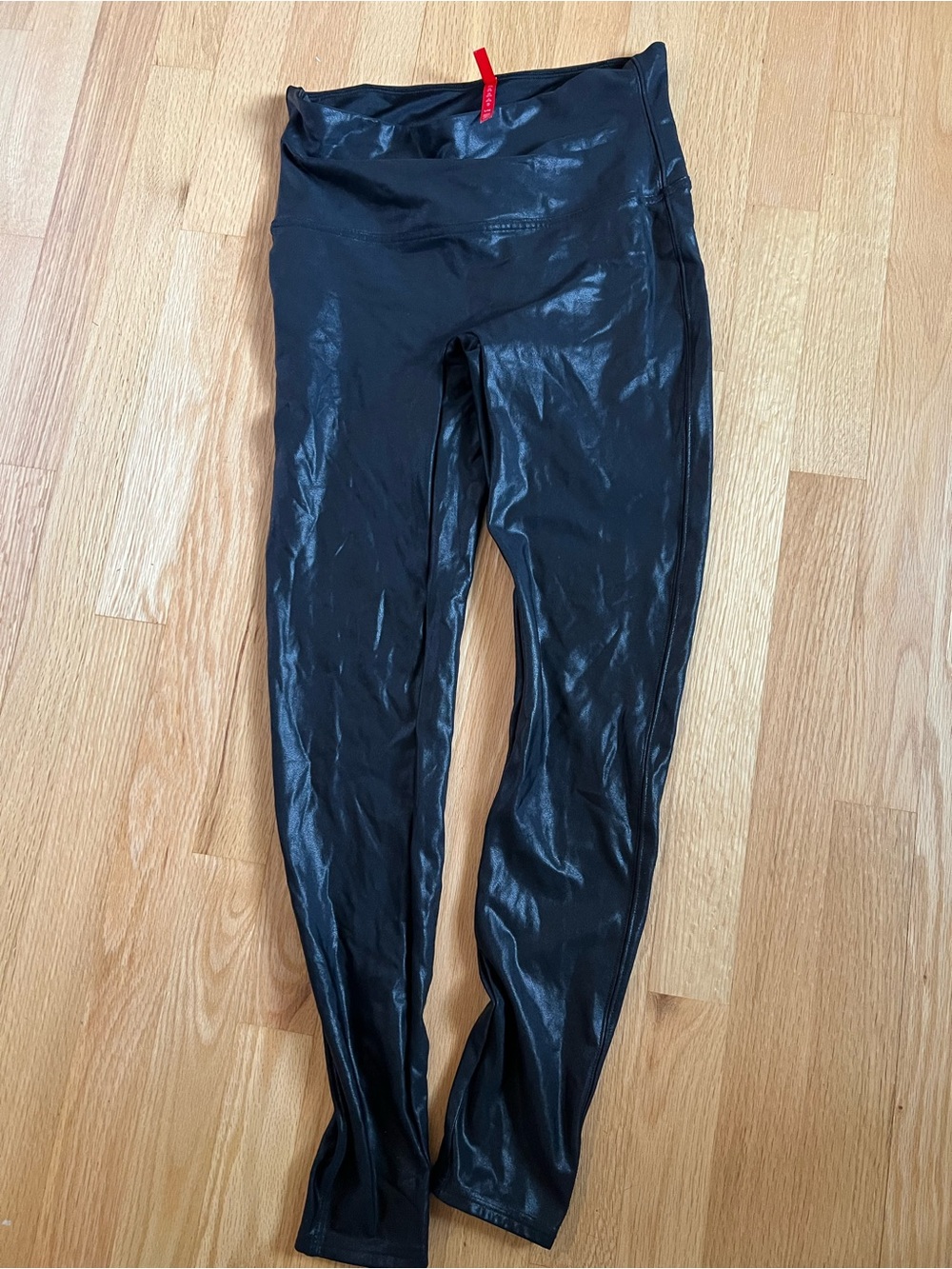 SPANX Black Shiny High-Rise Leggings